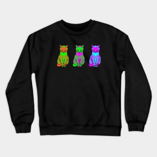 Classic Art Revisited: Three bright cats all in a row Crewneck Sweatshirt